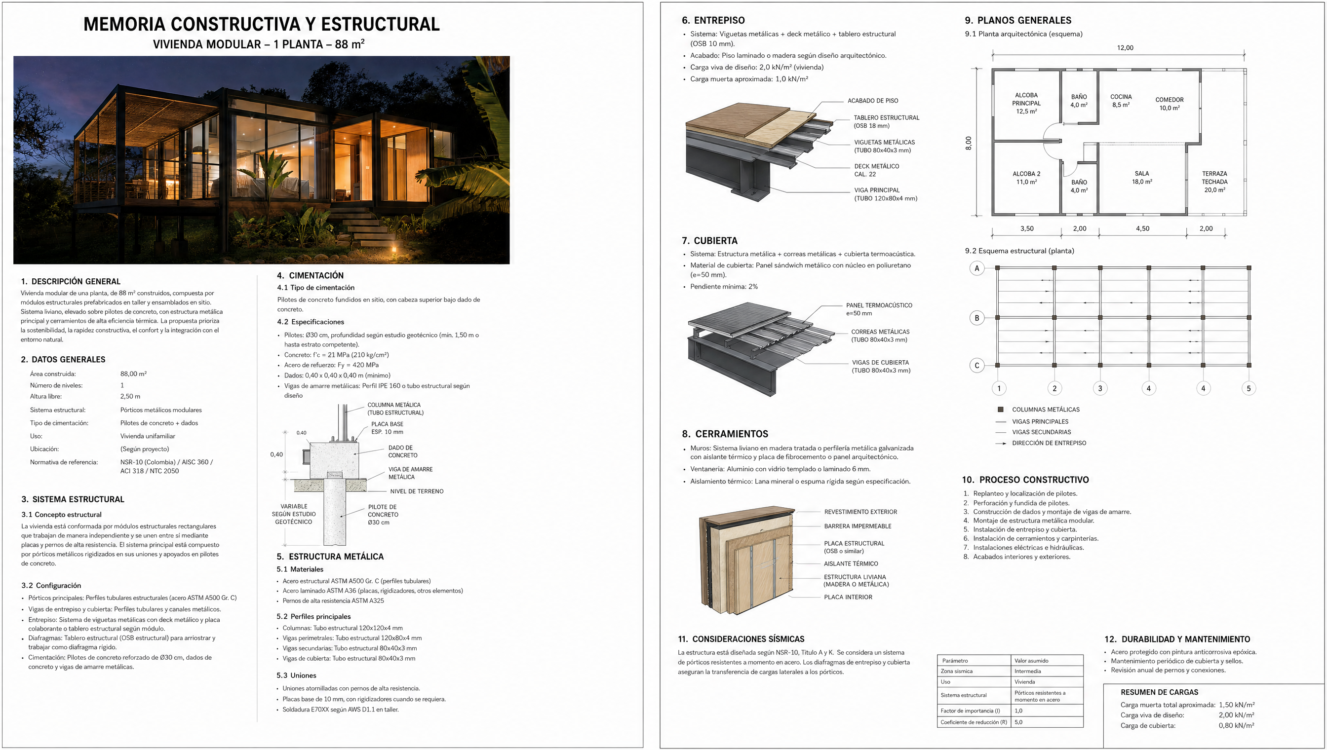 Memoria constructiva y estructural Casa Modular 88 m2